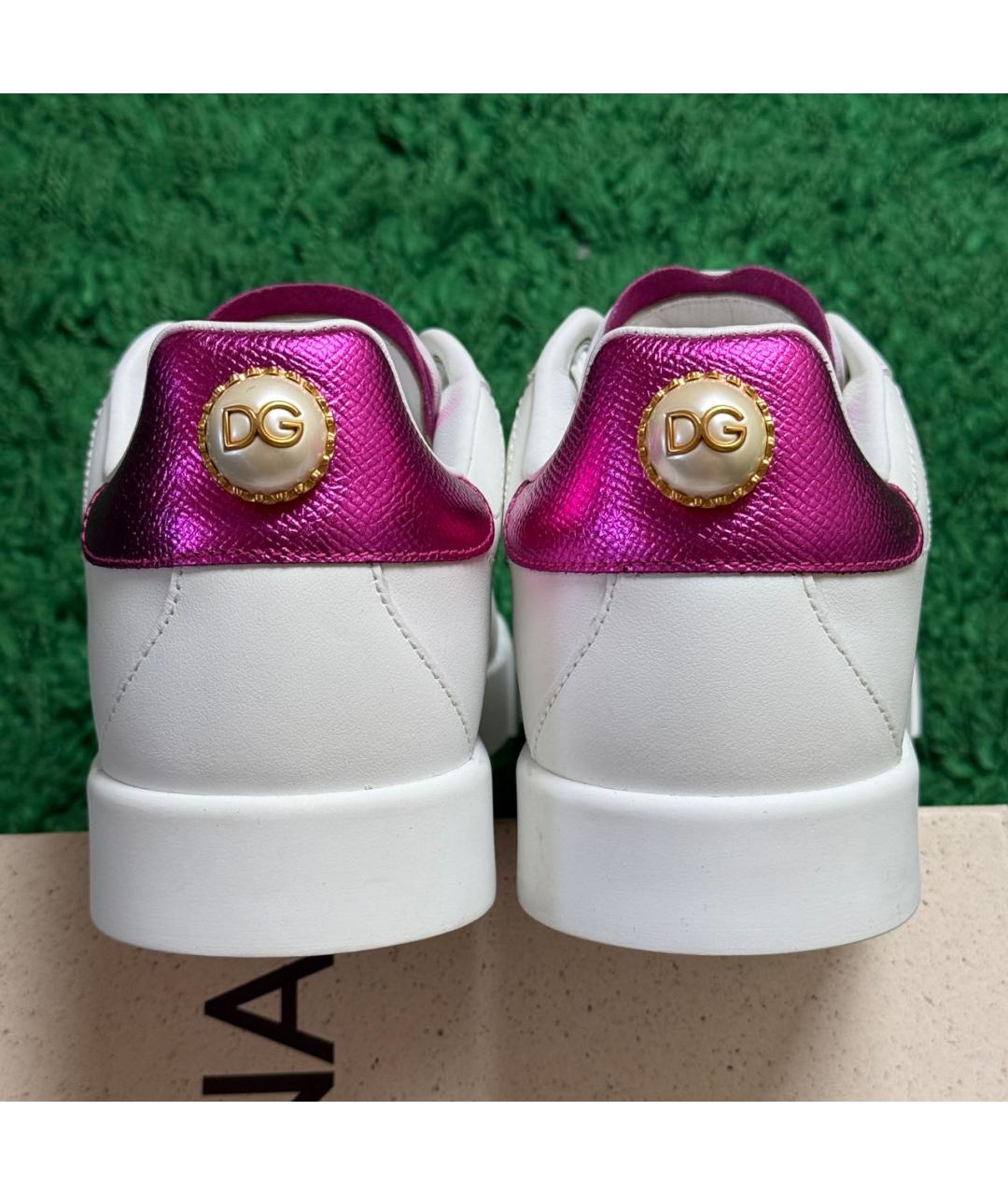 DOLCE&GABBANA Белые кожаные кеды, фото 6