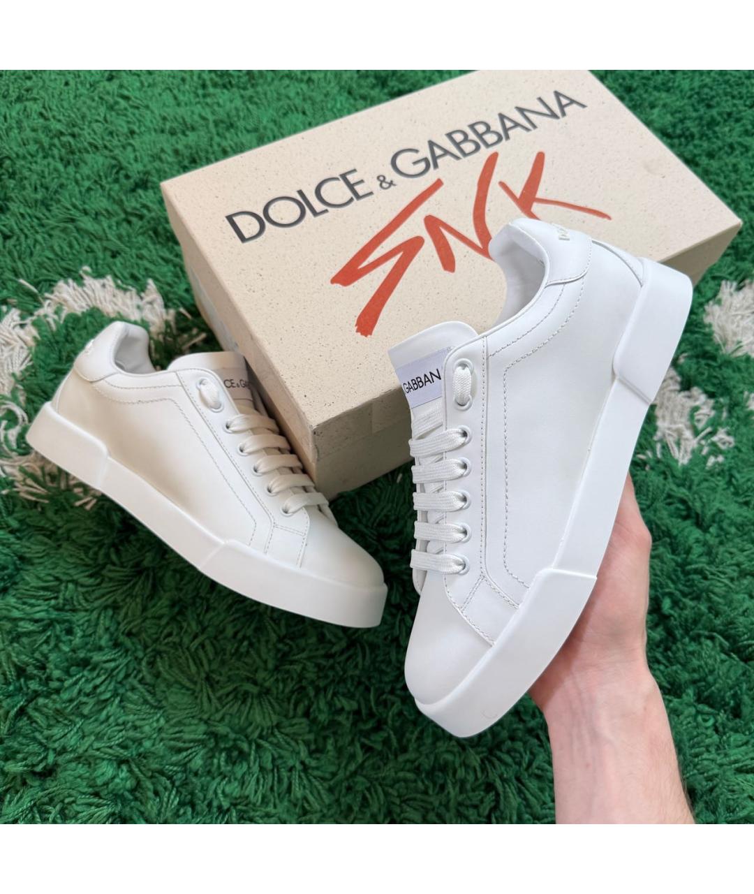 DOLCE&GABBANA Белые кожаные кеды, фото 9