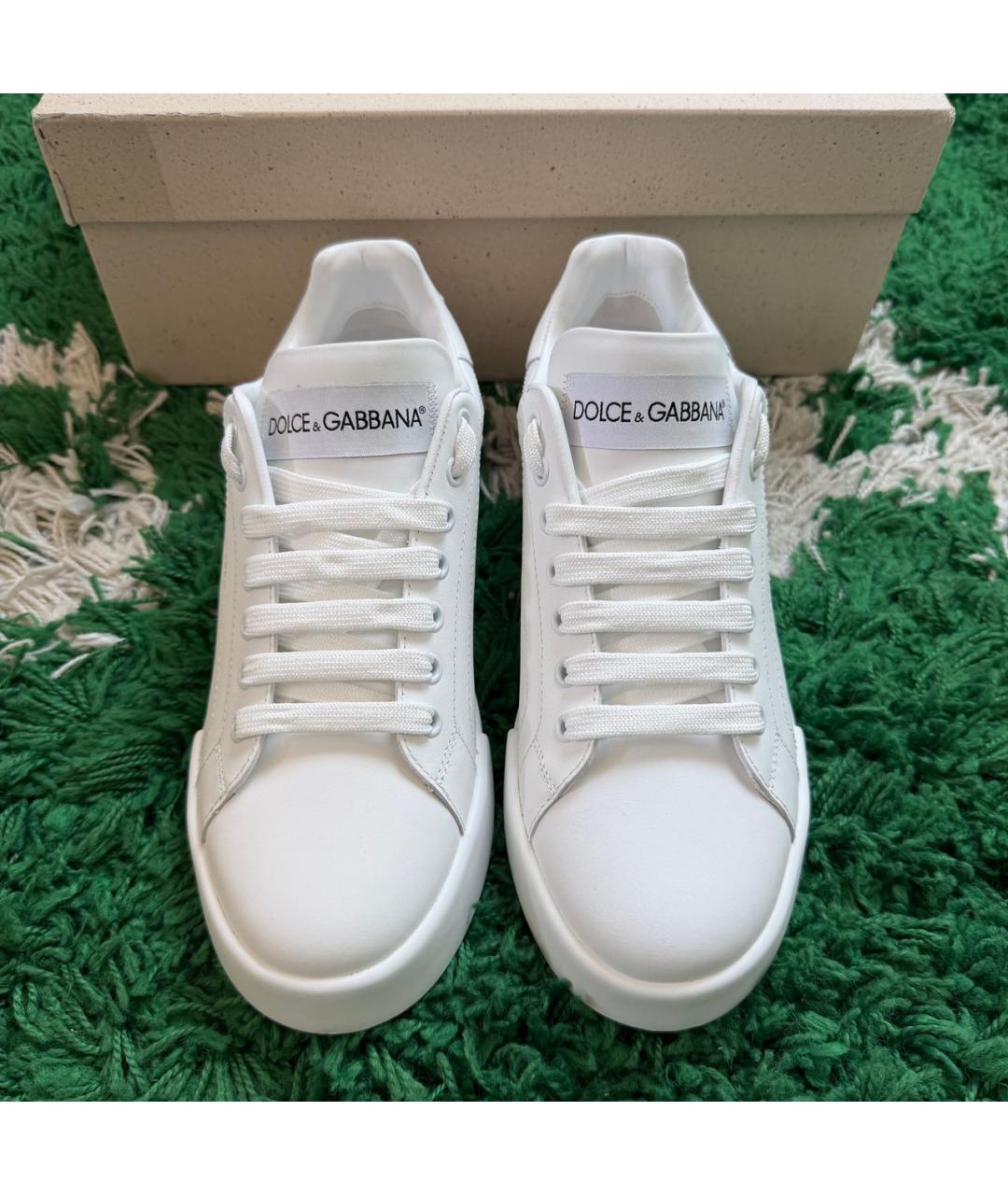 DOLCE&GABBANA Белые кожаные кеды, фото 3