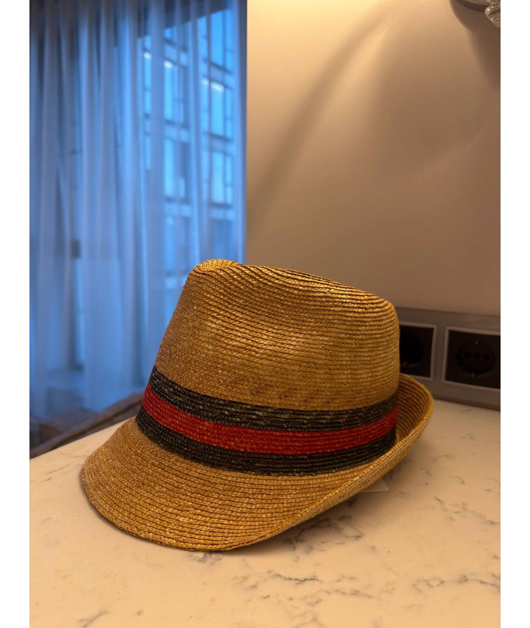 GUCCI Бежевая соломенная шляпа, фото 2