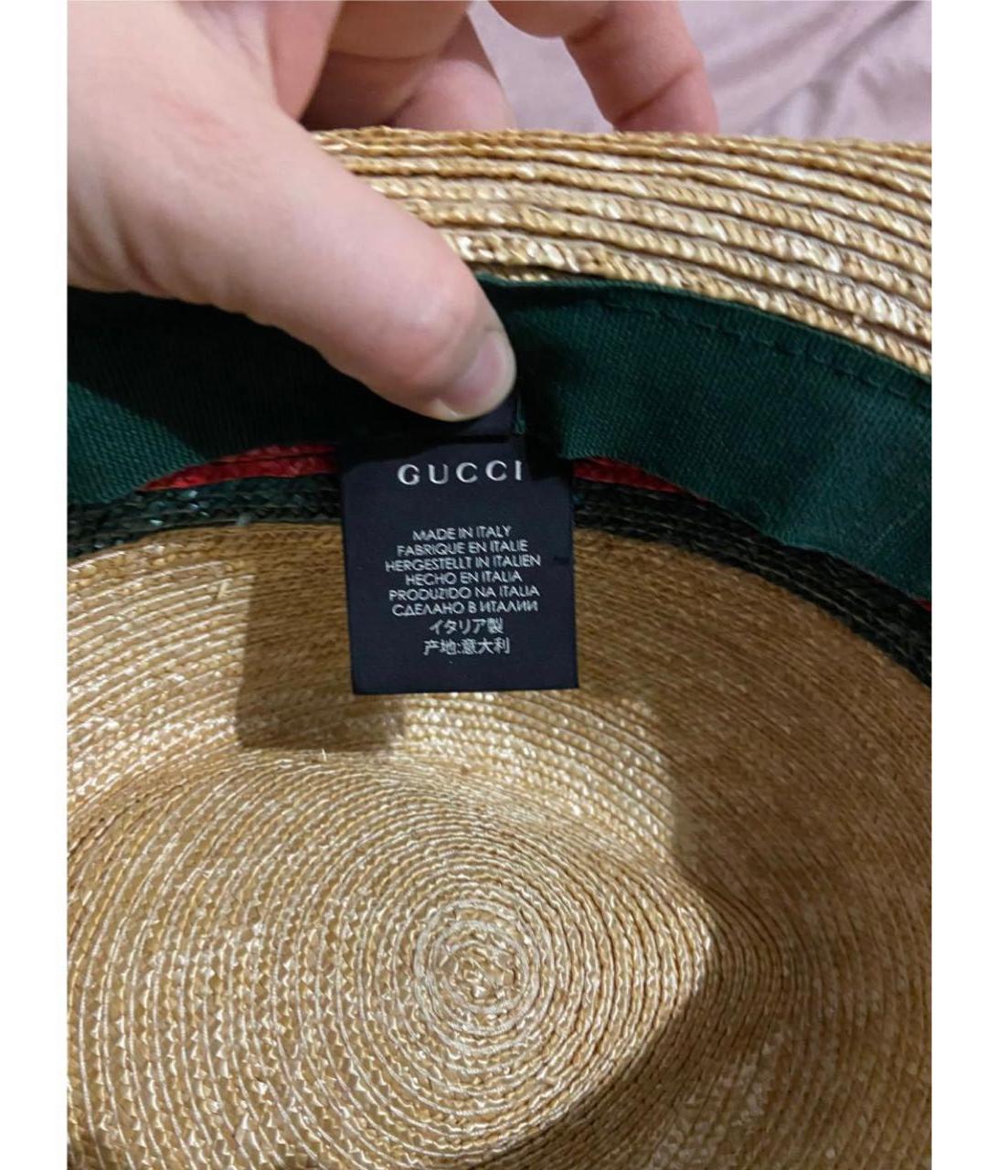 GUCCI Бежевая соломенная шляпа, фото 6
