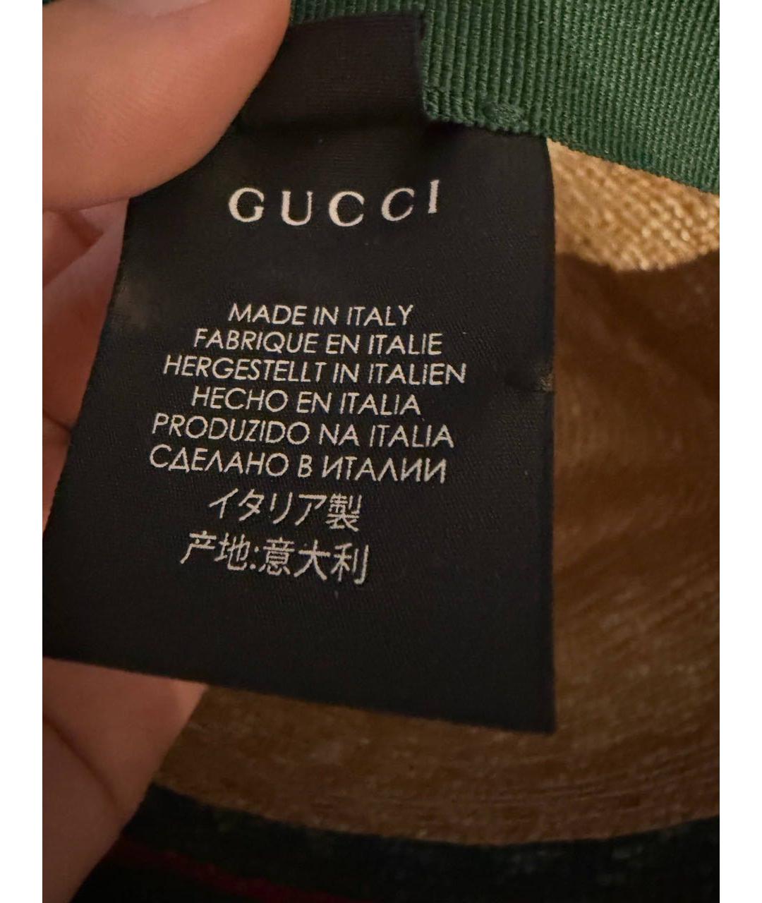 GUCCI Бежевая соломенная шляпа, фото 4