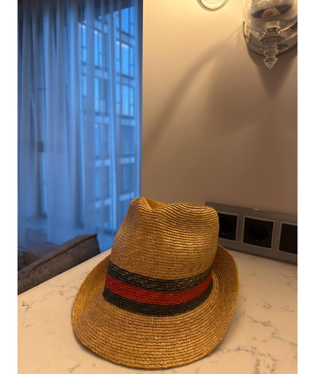 GUCCI Бежевая соломенная шляпа, фото 3