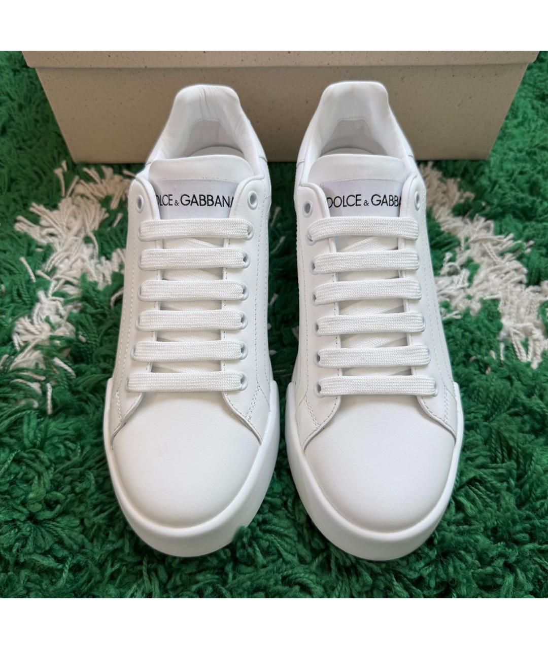 DOLCE&GABBANA Белые кожаные кеды, фото 3