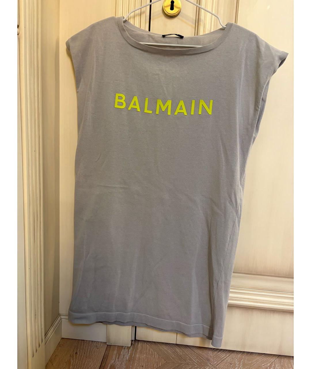 BALMAIN Серая хлопковая майка, фото 5