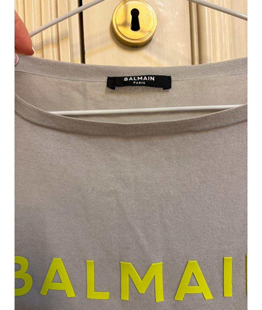 BALMAIN Серая хлопковая майка, фото 3
