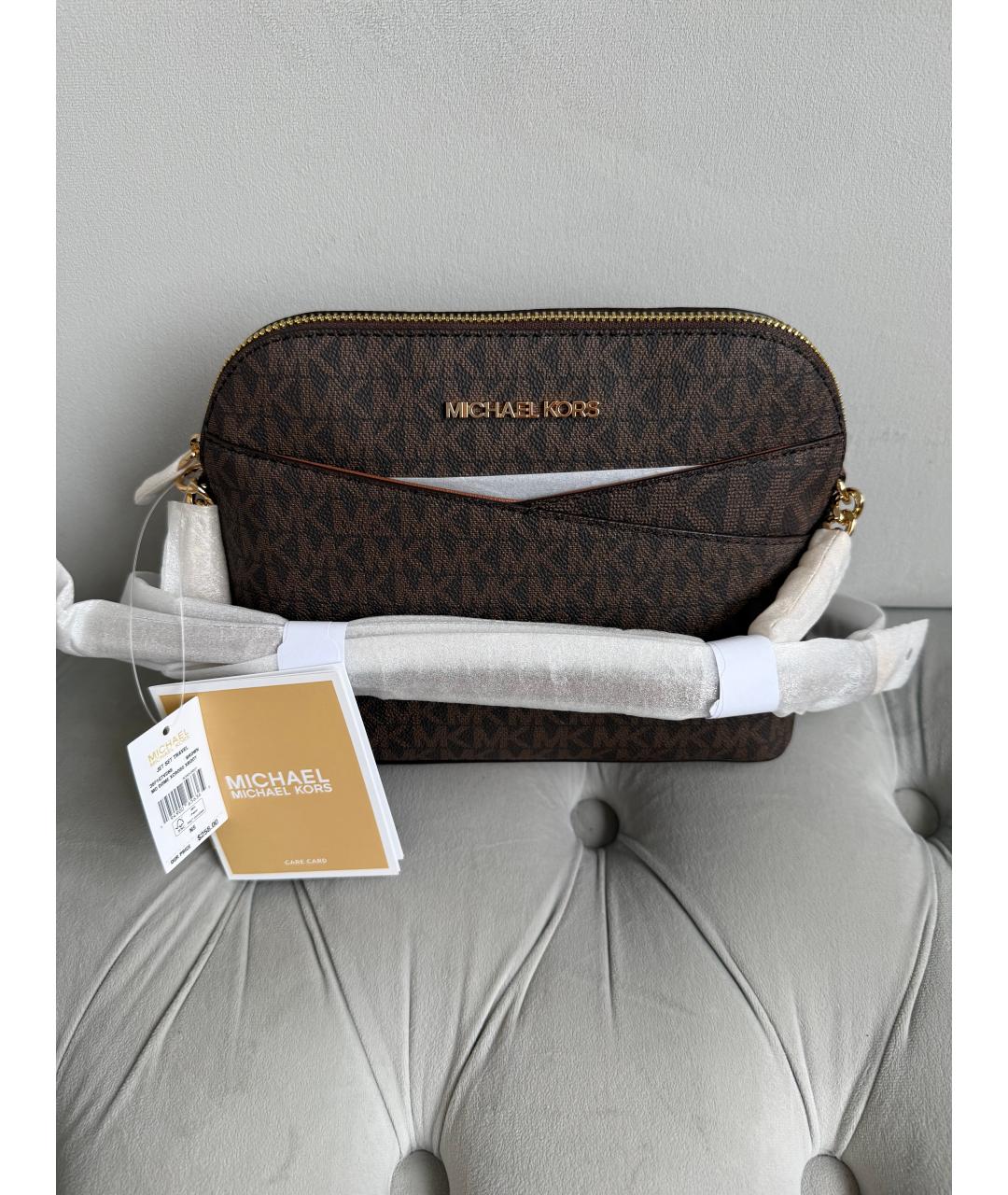 MICHAEL KORS Коричневая кожаная сумка через плечо, фото 2