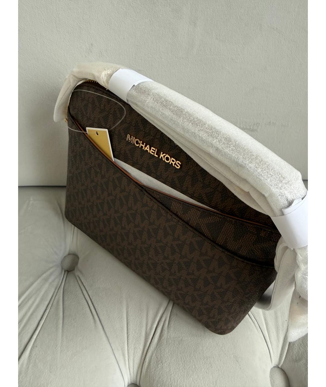 MICHAEL KORS Коричневая кожаная сумка через плечо, фото 3