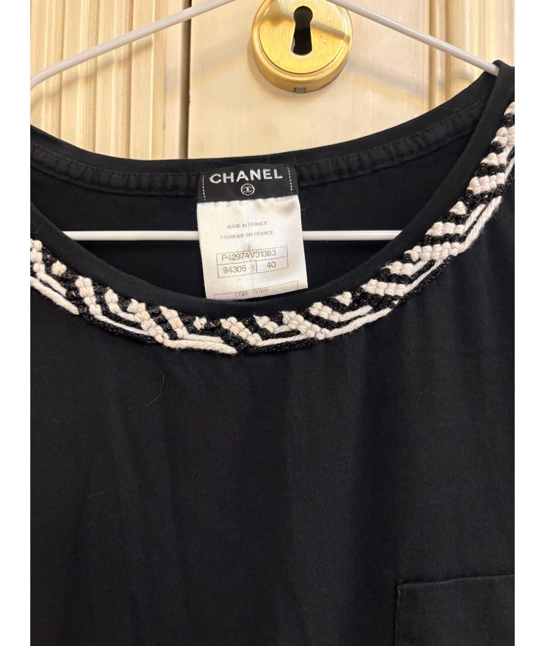 CHANEL Черная хлопковая футболка, фото 3