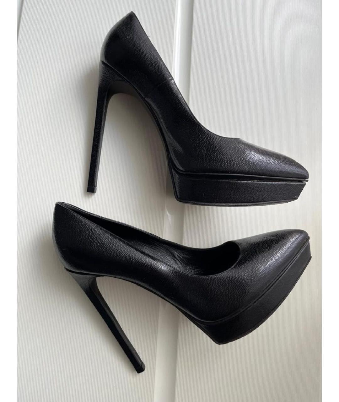 SAINT LAURENT Черные кожаные туфли, фото 6