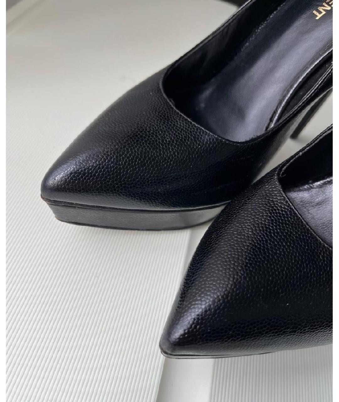 SAINT LAURENT Черные кожаные туфли, фото 3