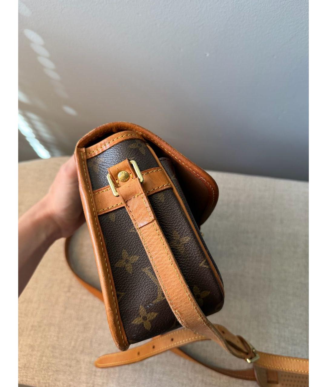 LOUIS VUITTON Коричневая кожаная сумка через плечо, фото 7