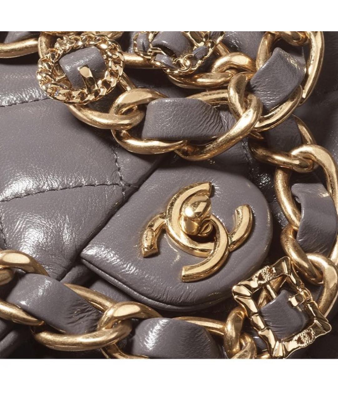 CHANEL Серая кожаная сумка через плечо, фото 3