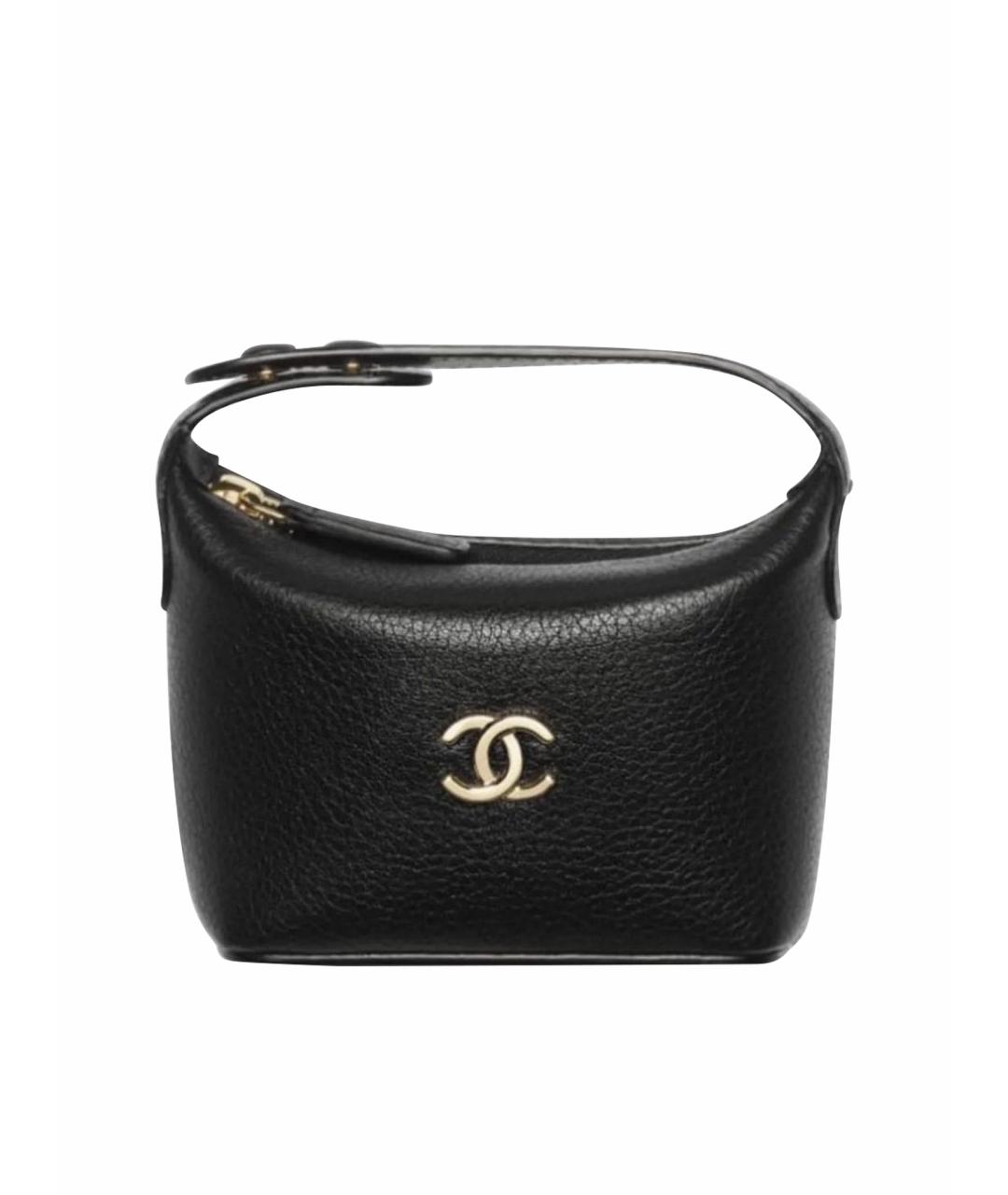CHANEL Черная кожаная сумка с короткими ручками, фото 1