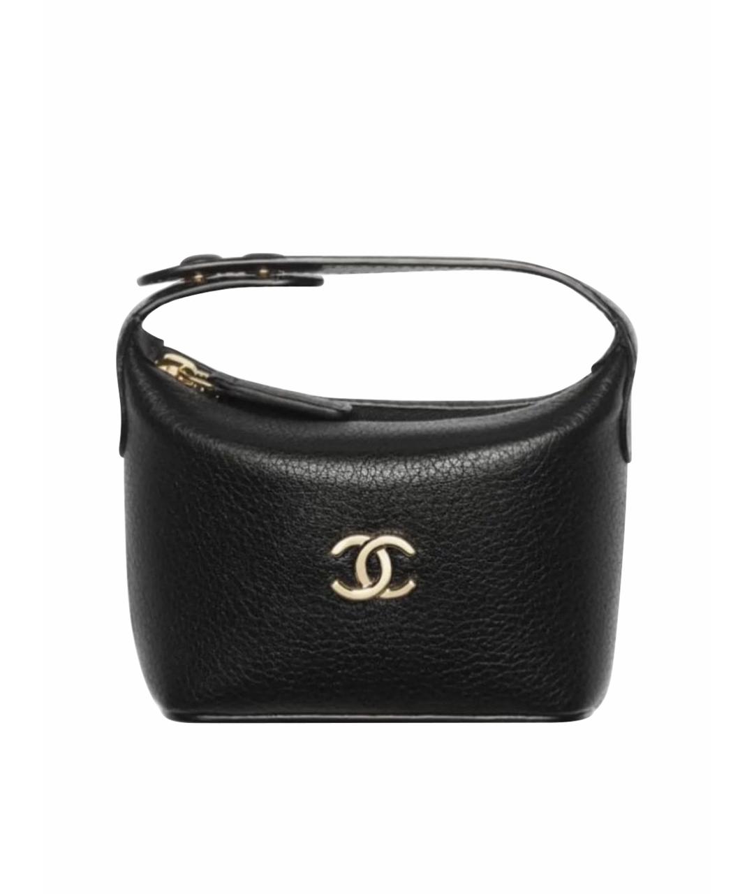CHANEL Черная кожаная сумка с короткими ручками, фото 4