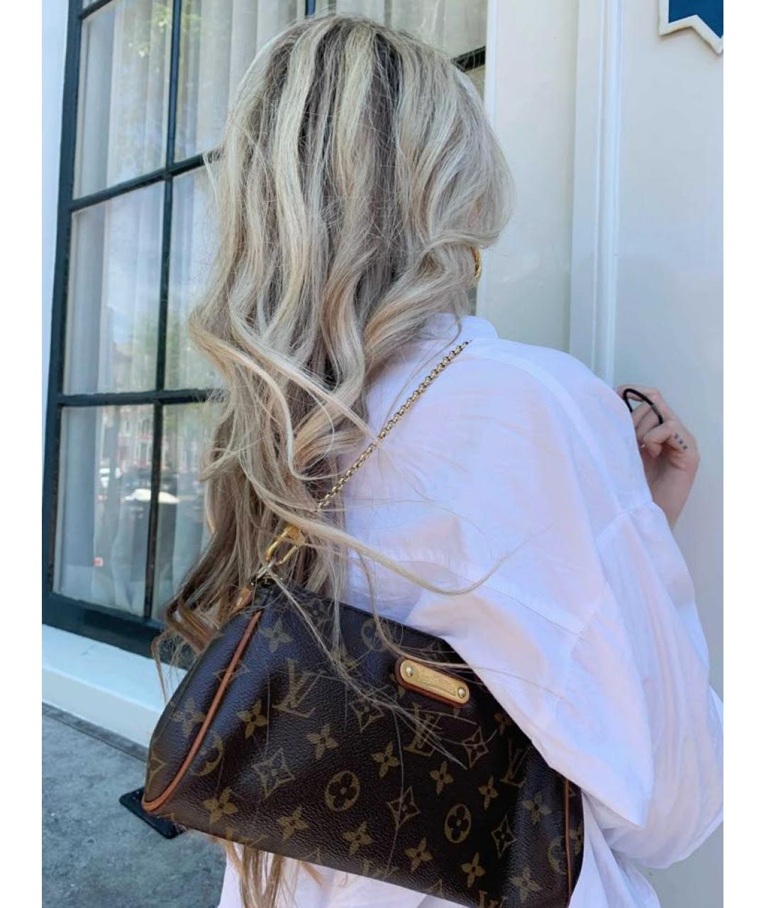 LOUIS VUITTON Коричневая кожаная сумка через плечо, фото 8