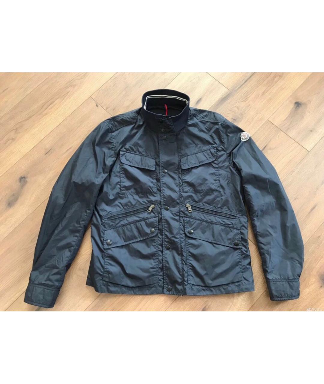 MONCLER Темно-синяя полиэстеровая куртка, фото 3