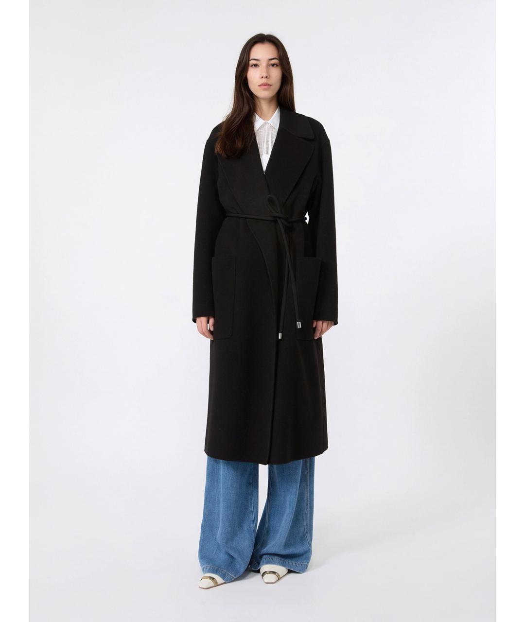 SPORTMAX Черное шерстяное пальто, фото 3