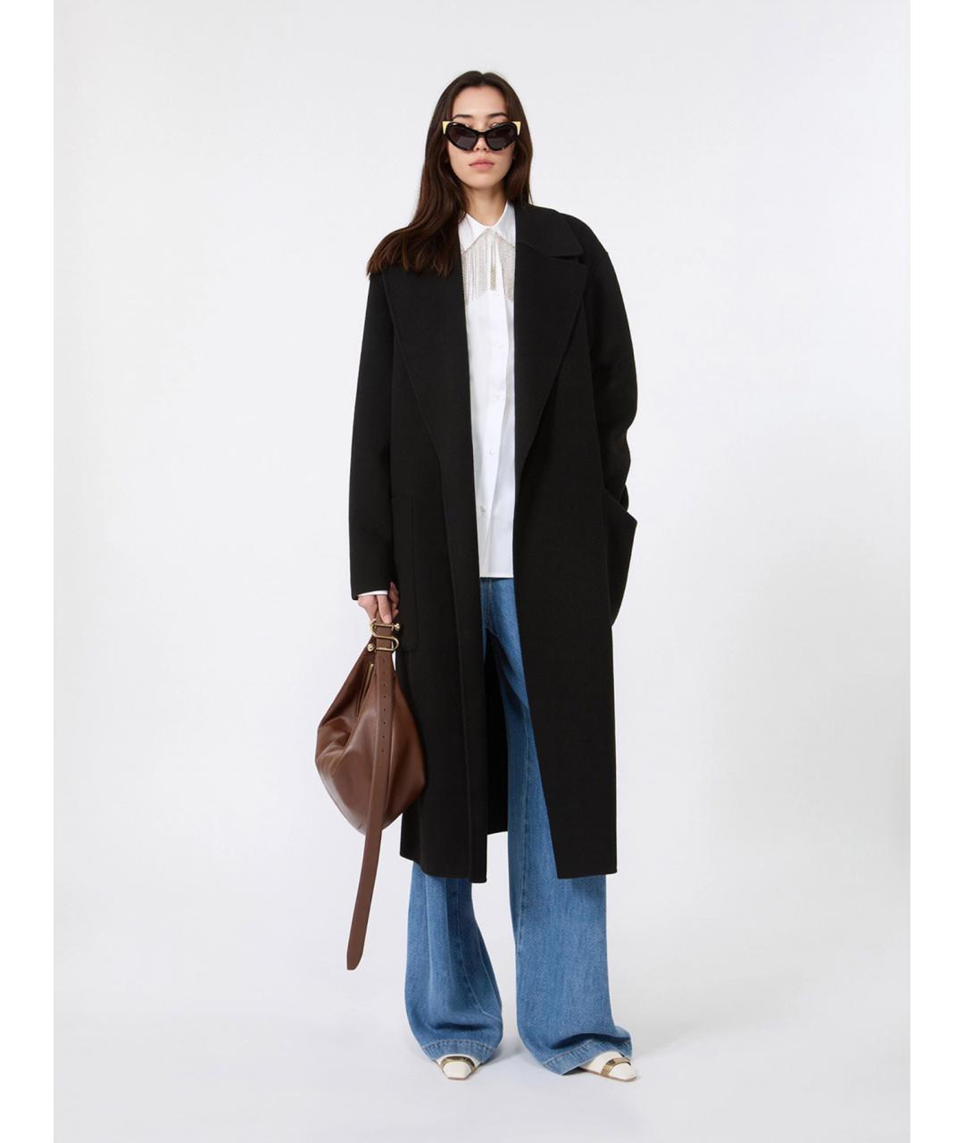 SPORTMAX Черное шерстяное пальто, фото 2