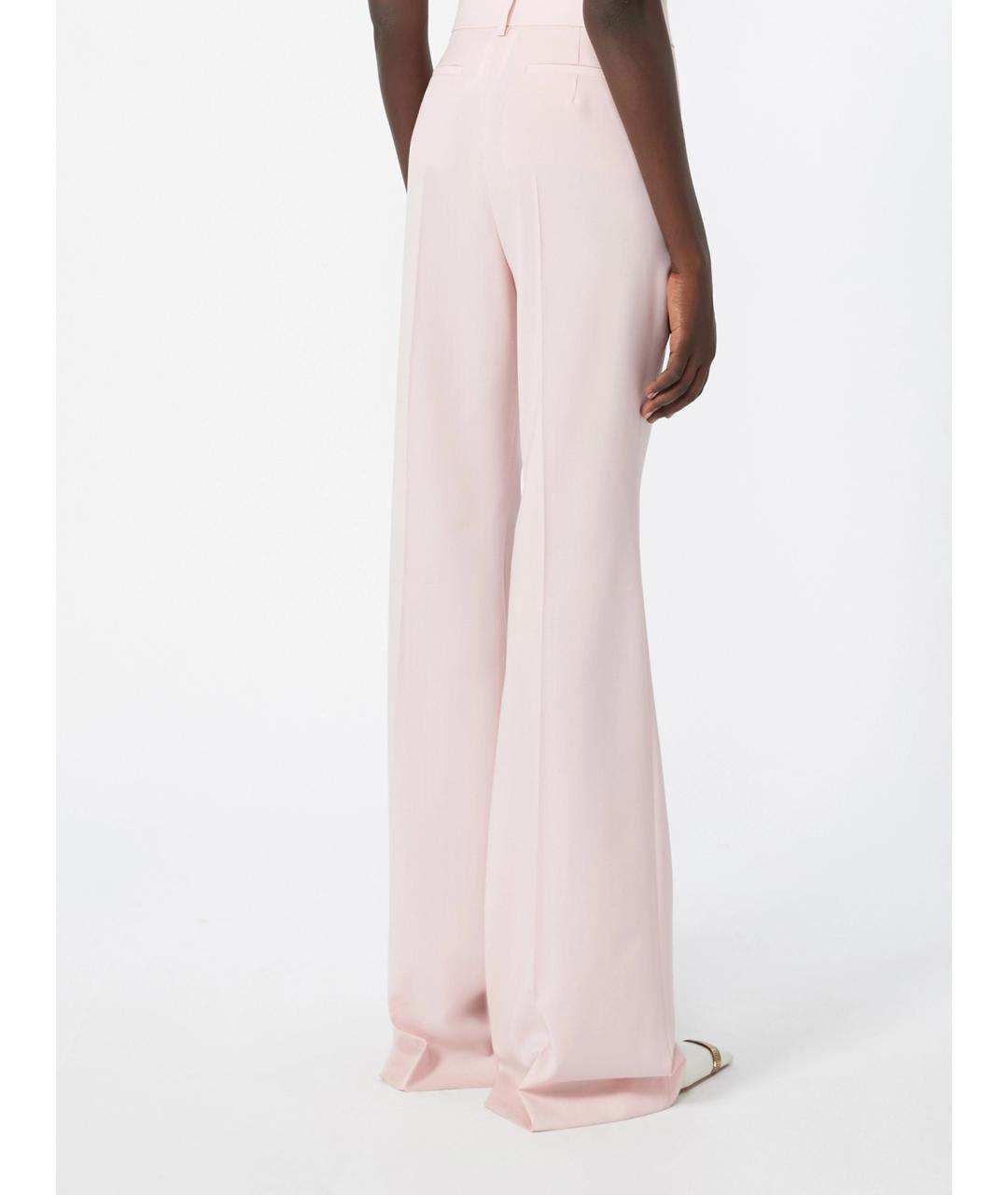 SPORTMAX Розовые шерстяные прямые брюки, фото 3