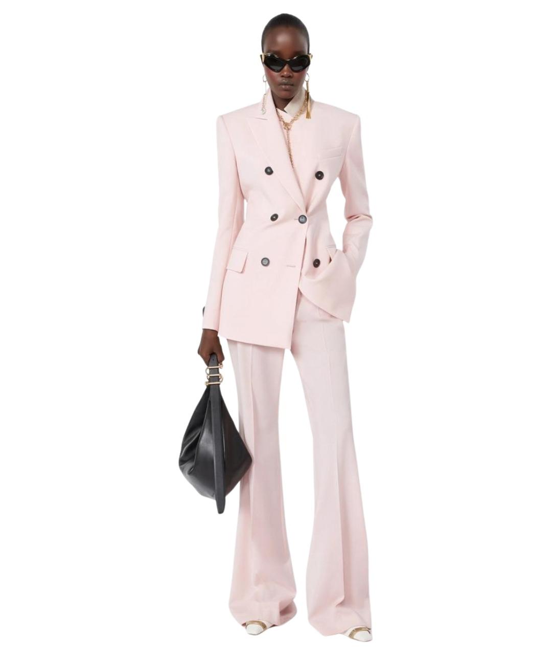 SPORTMAX Розовые шерстяные прямые брюки, фото 2