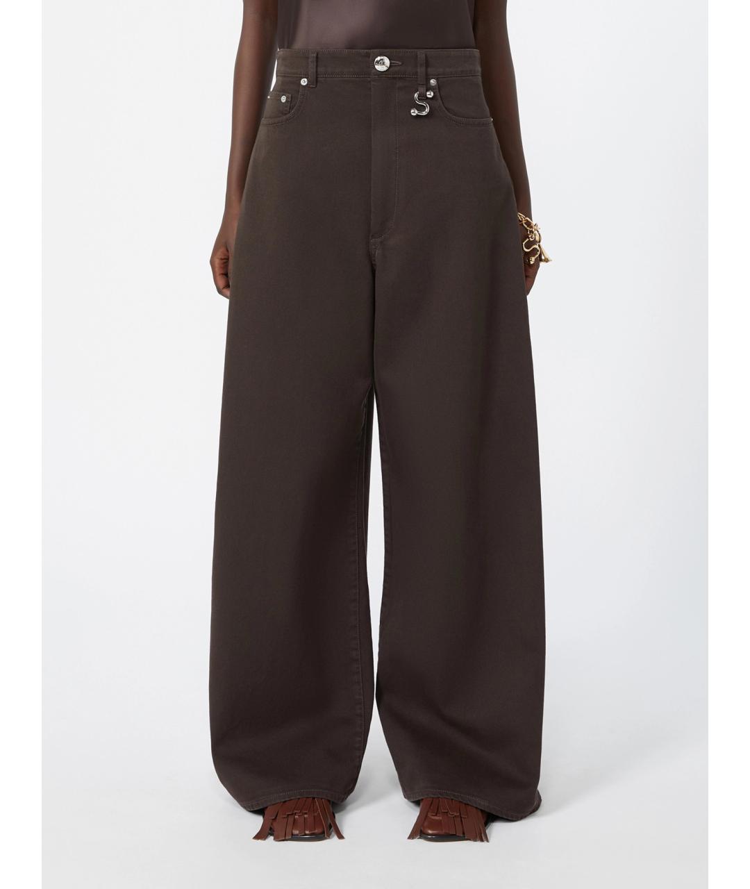 SPORTMAX Коричневые хлопковые брюки широкие, фото 3