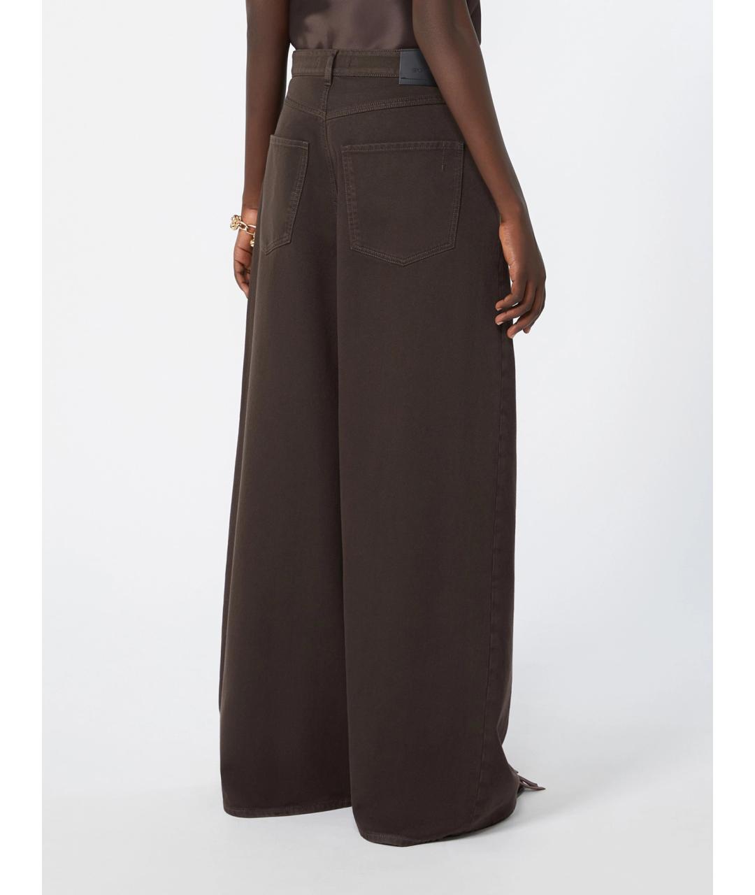 SPORTMAX Коричневые хлопковые брюки широкие, фото 4