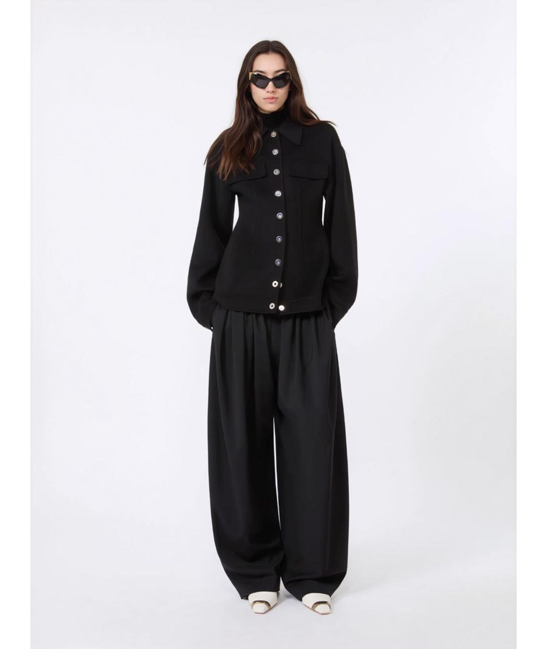 SPORTMAX Черные шерстяные прямые брюки, фото 2