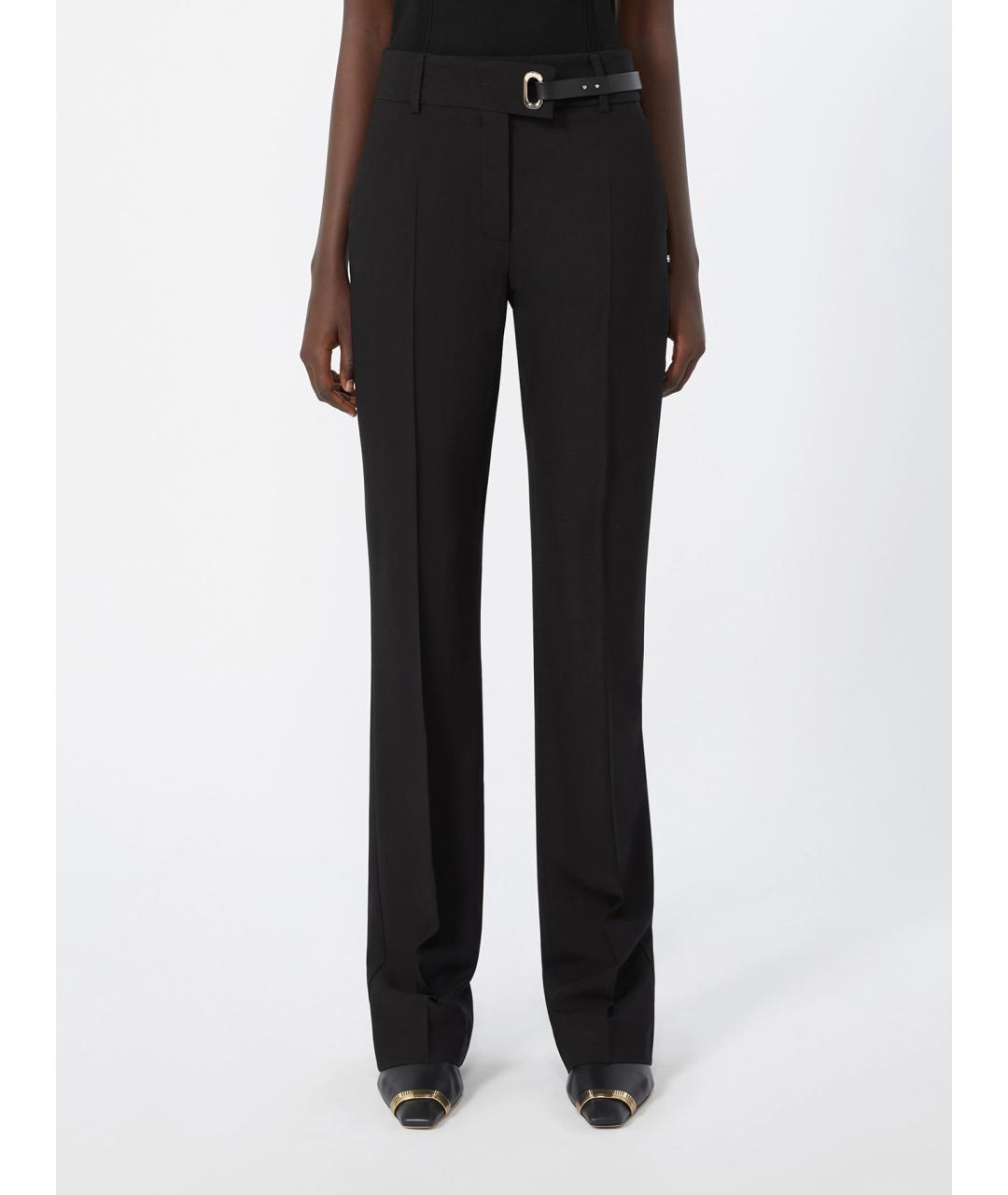 SPORTMAX Черные вискозные прямые брюки, фото 3