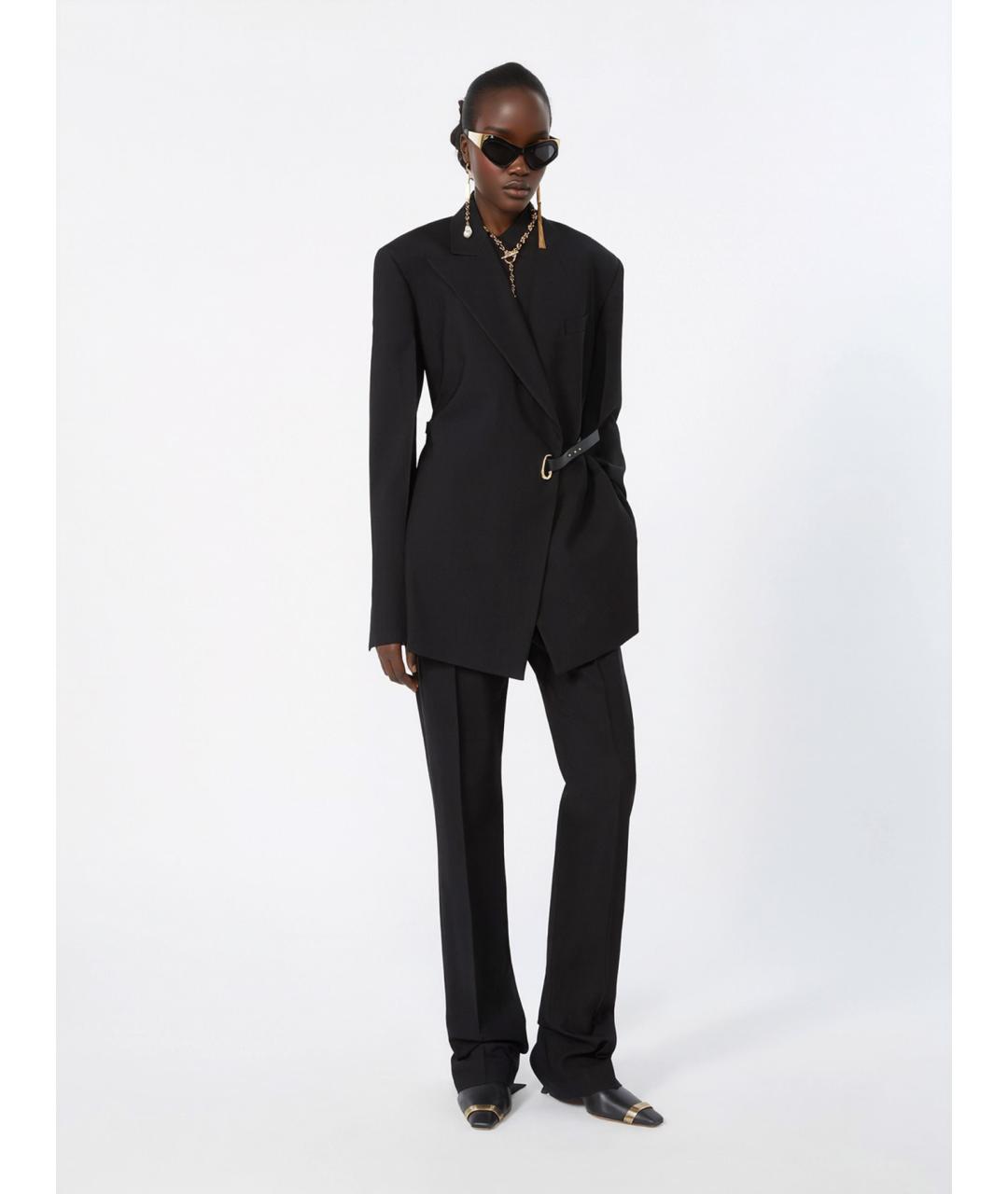 SPORTMAX Черные вискозные прямые брюки, фото 2
