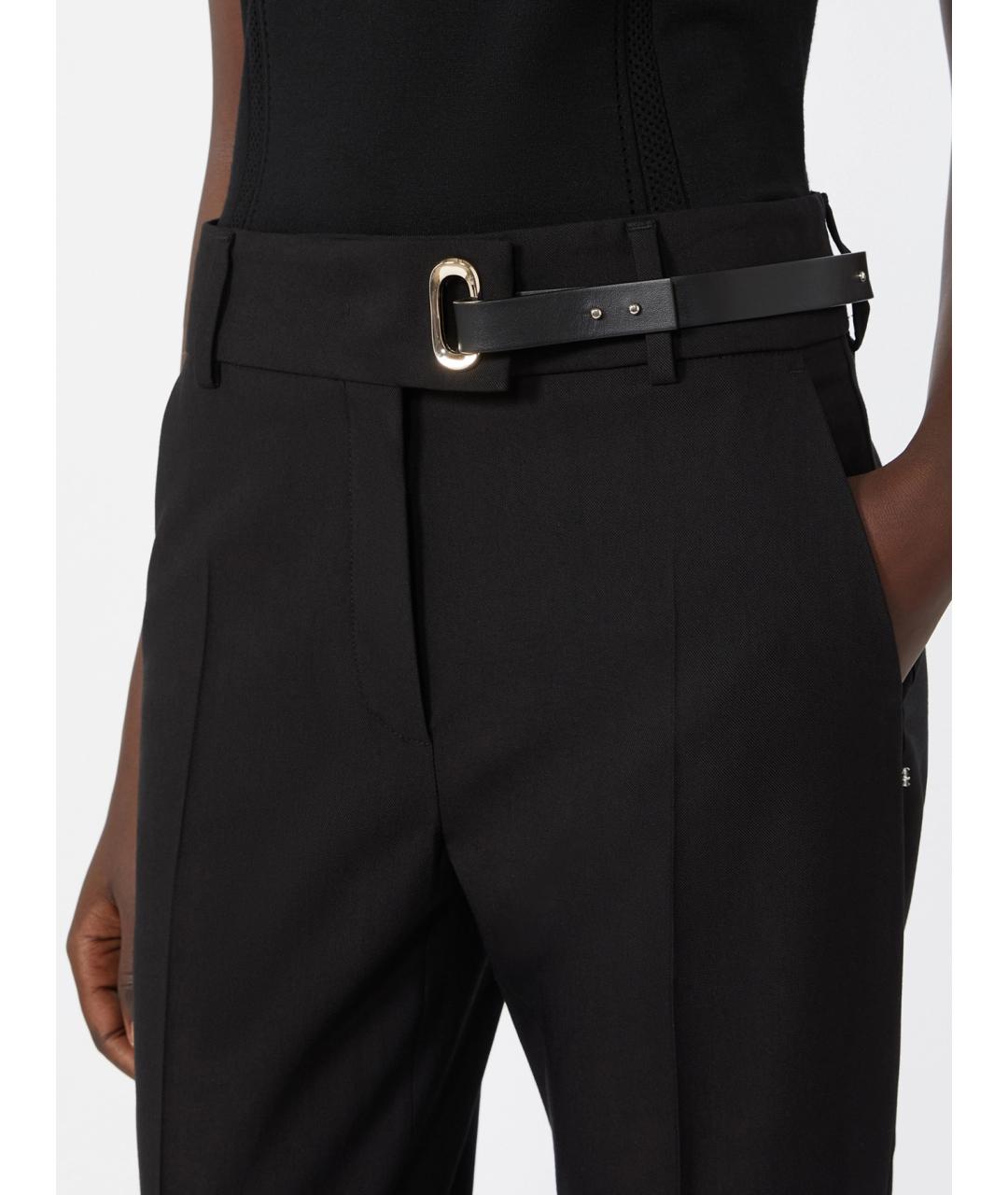 SPORTMAX Черные вискозные прямые брюки, фото 5