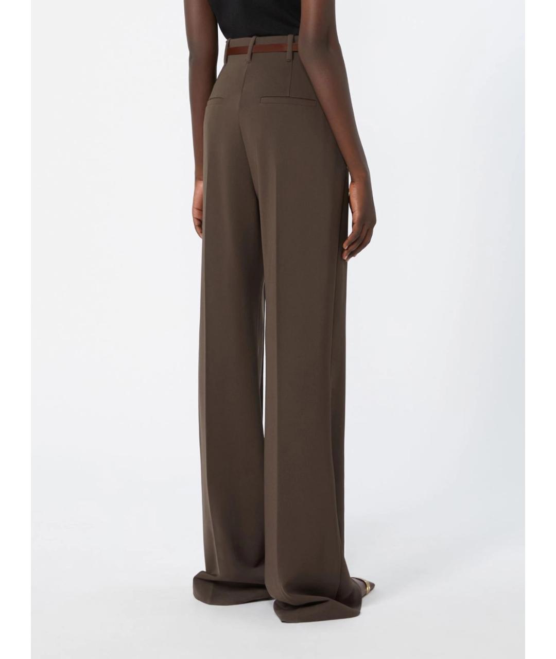 SPORTMAX Коричневые вискозные прямые брюки, фото 4