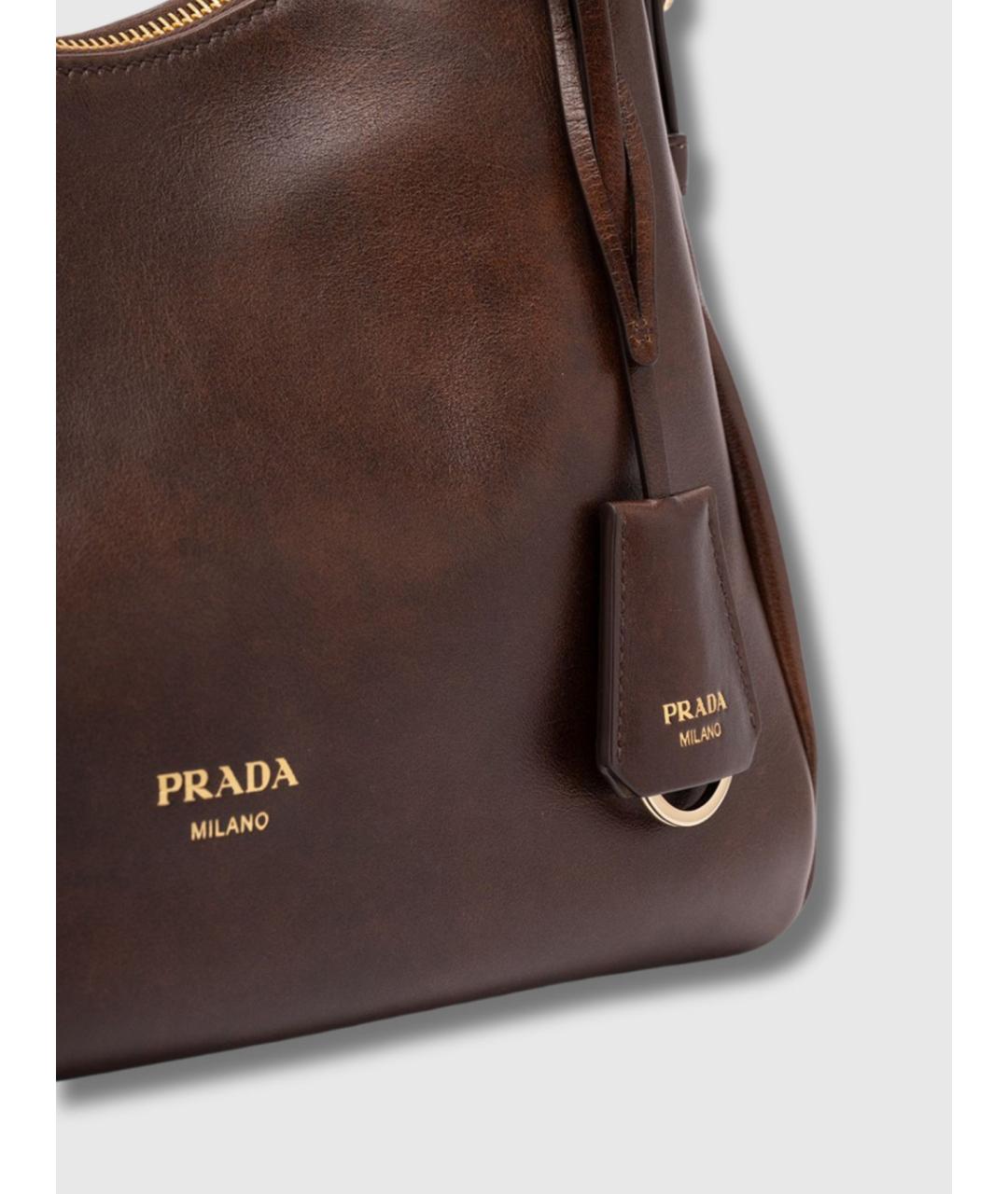 PRADA Коричневая кожаная сумка через плечо, фото 4