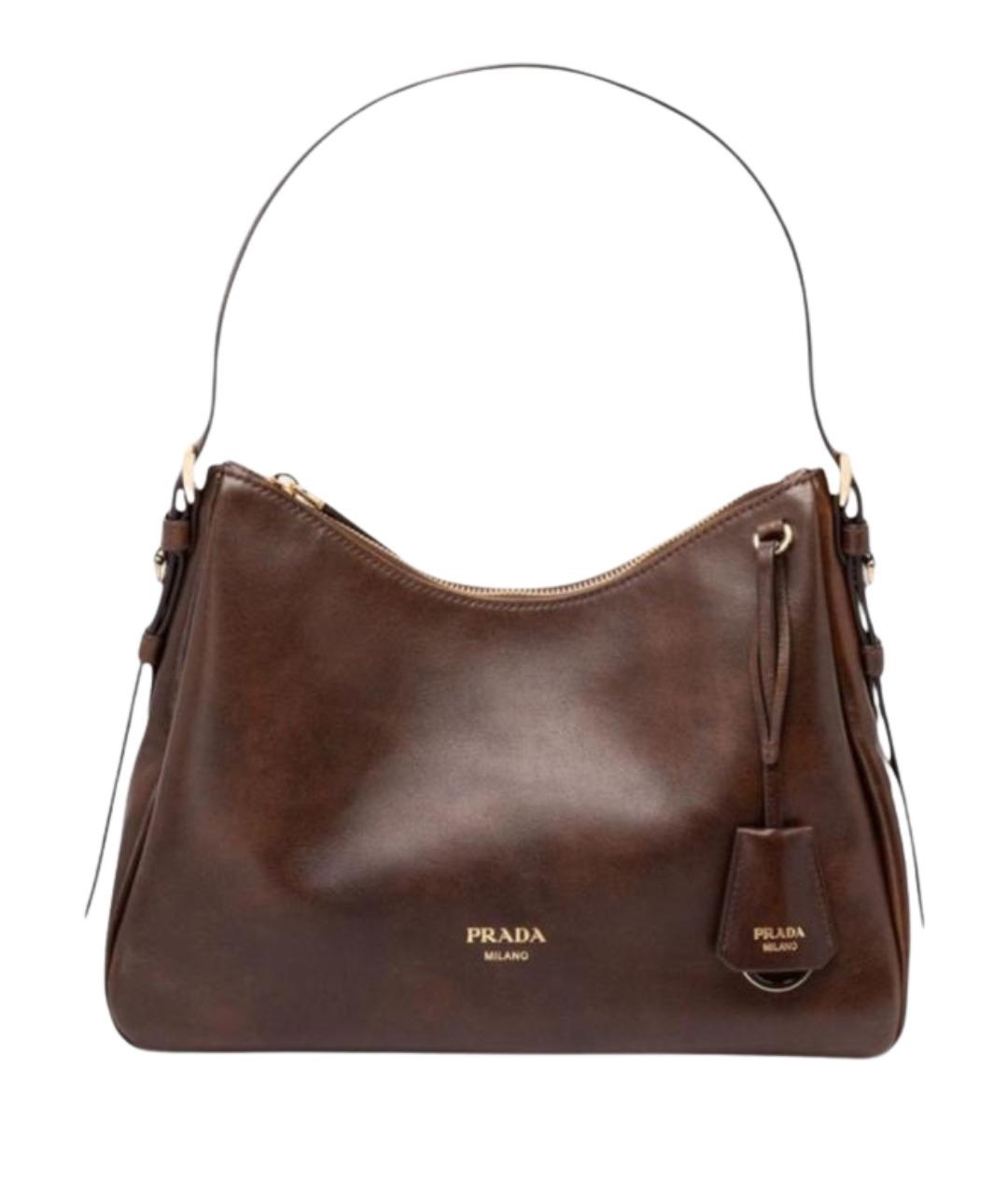 PRADA Коричневая кожаная сумка через плечо, фото 1