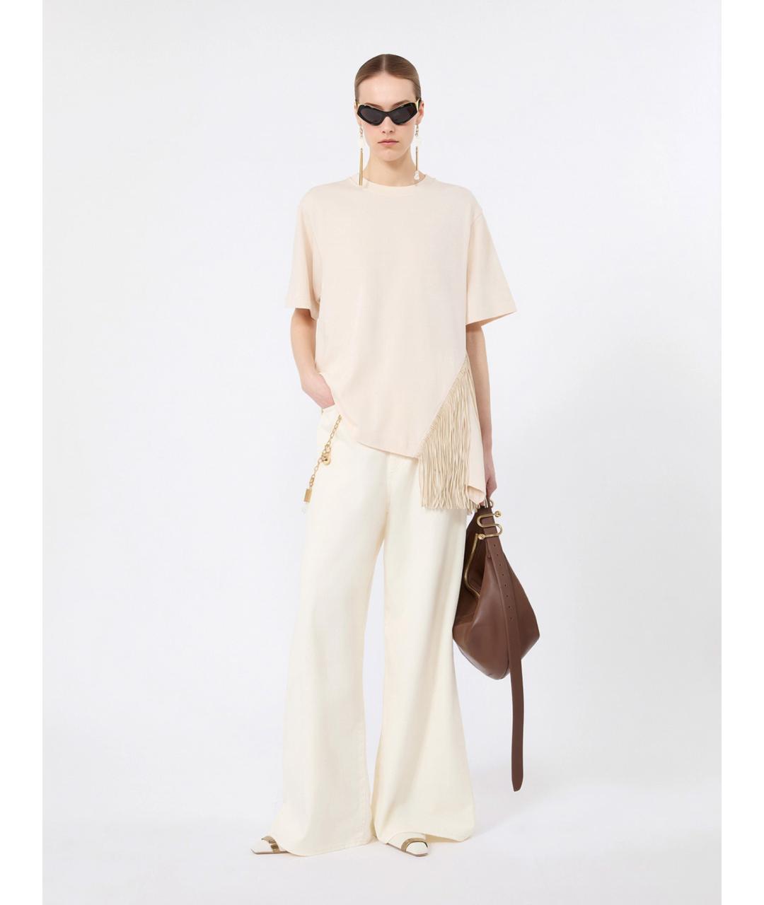 SPORTMAX Бежевые хлопковые брюки широкие, фото 2
