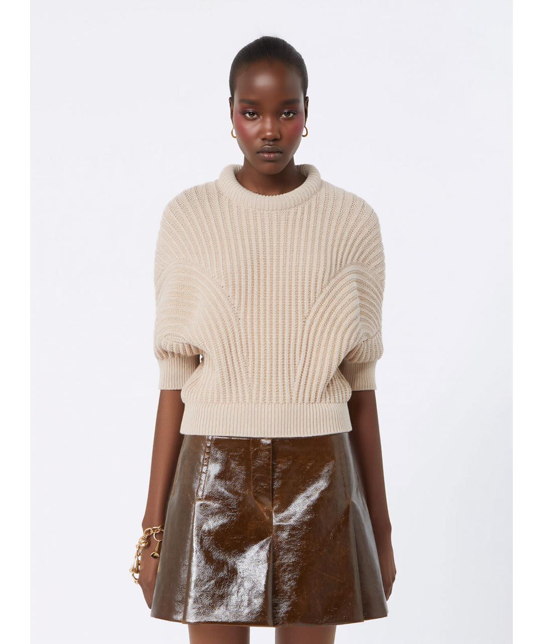 SPORTMAX Бежевый хлопковый джемпер / свитер, фото 3