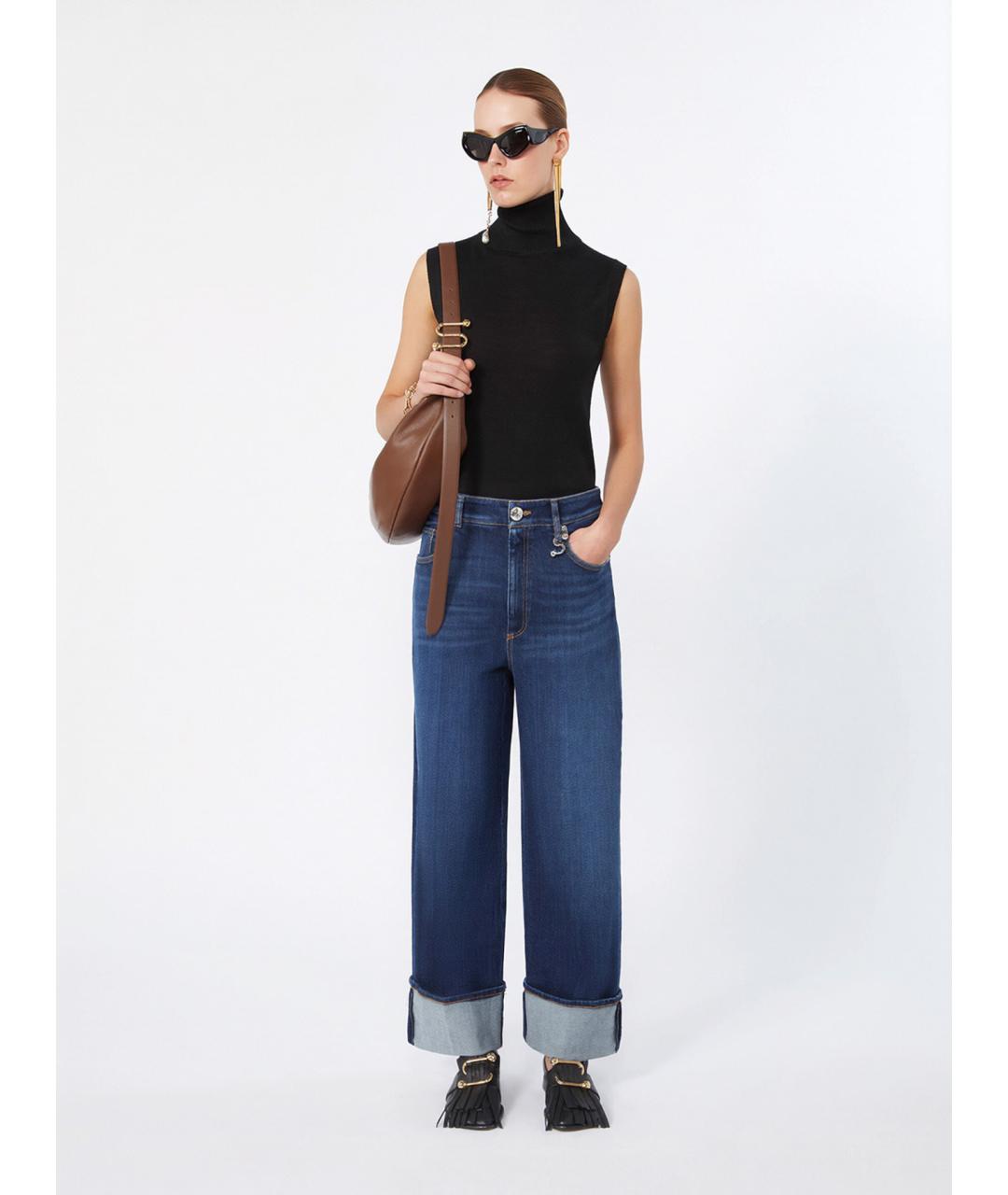SPORTMAX Синие хлопковые прямые джинсы, фото 2