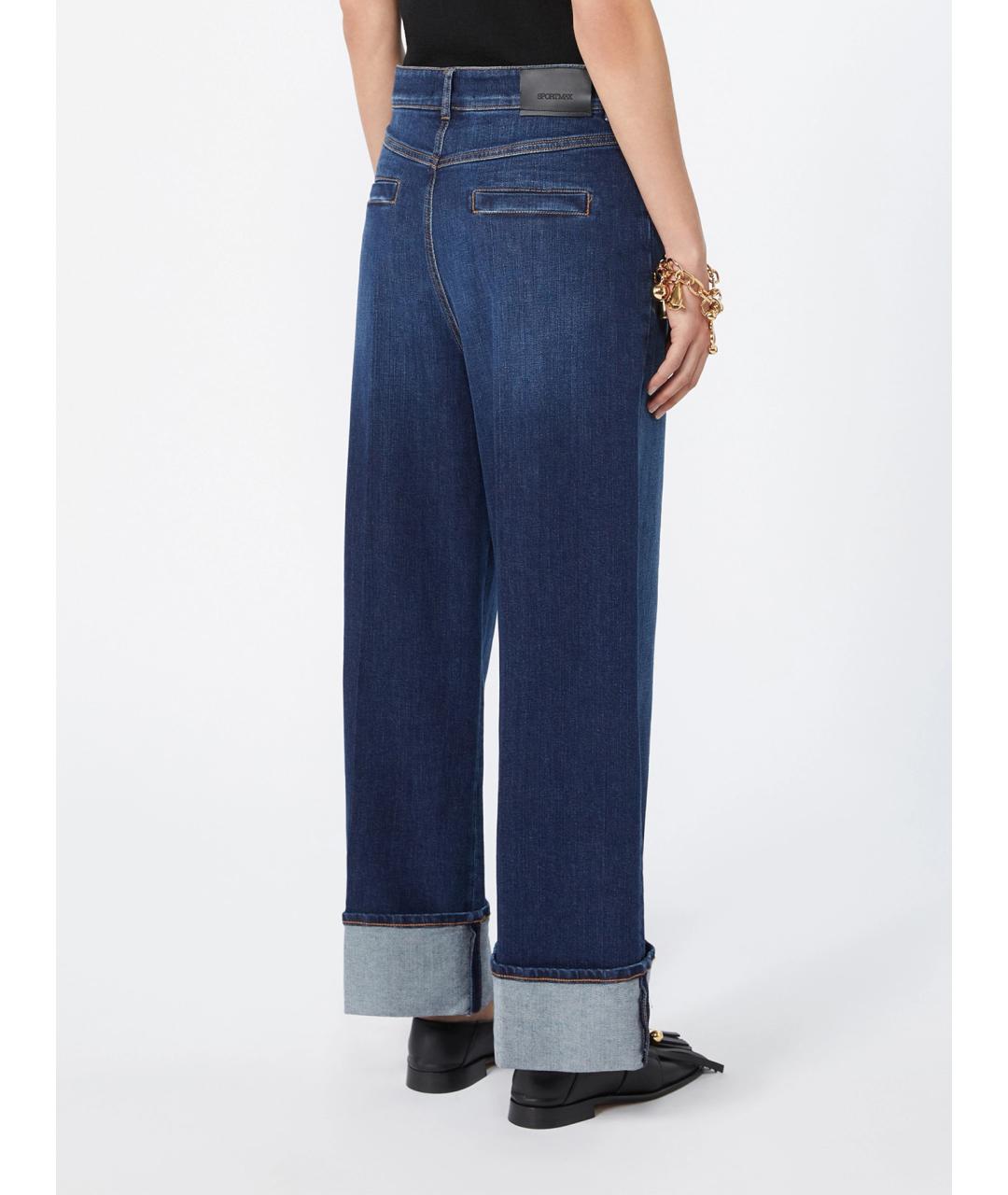 SPORTMAX Синие хлопковые прямые джинсы, фото 4