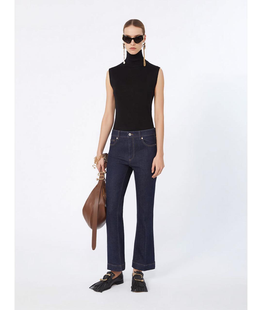 SPORTMAX Синие хлопковые джинсы клеш, фото 2