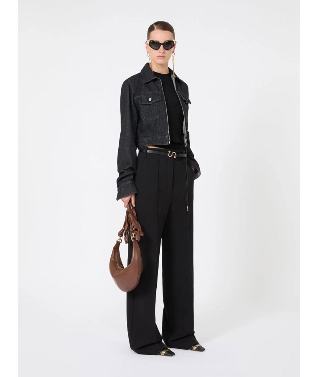 SPORTMAX Черные вискозные прямые брюки, фото 2