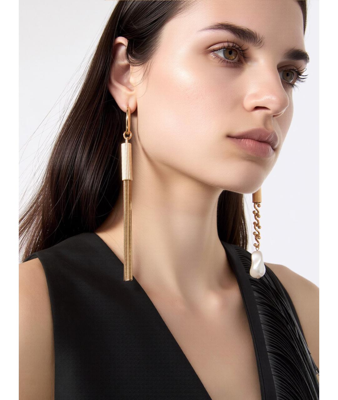 SPORTMAX Золотые металлические серьги, фото 3