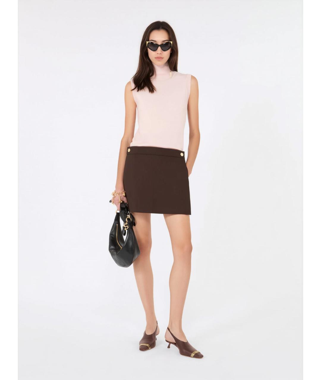 SPORTMAX Коричневая вискозная юбка-шорты, фото 2