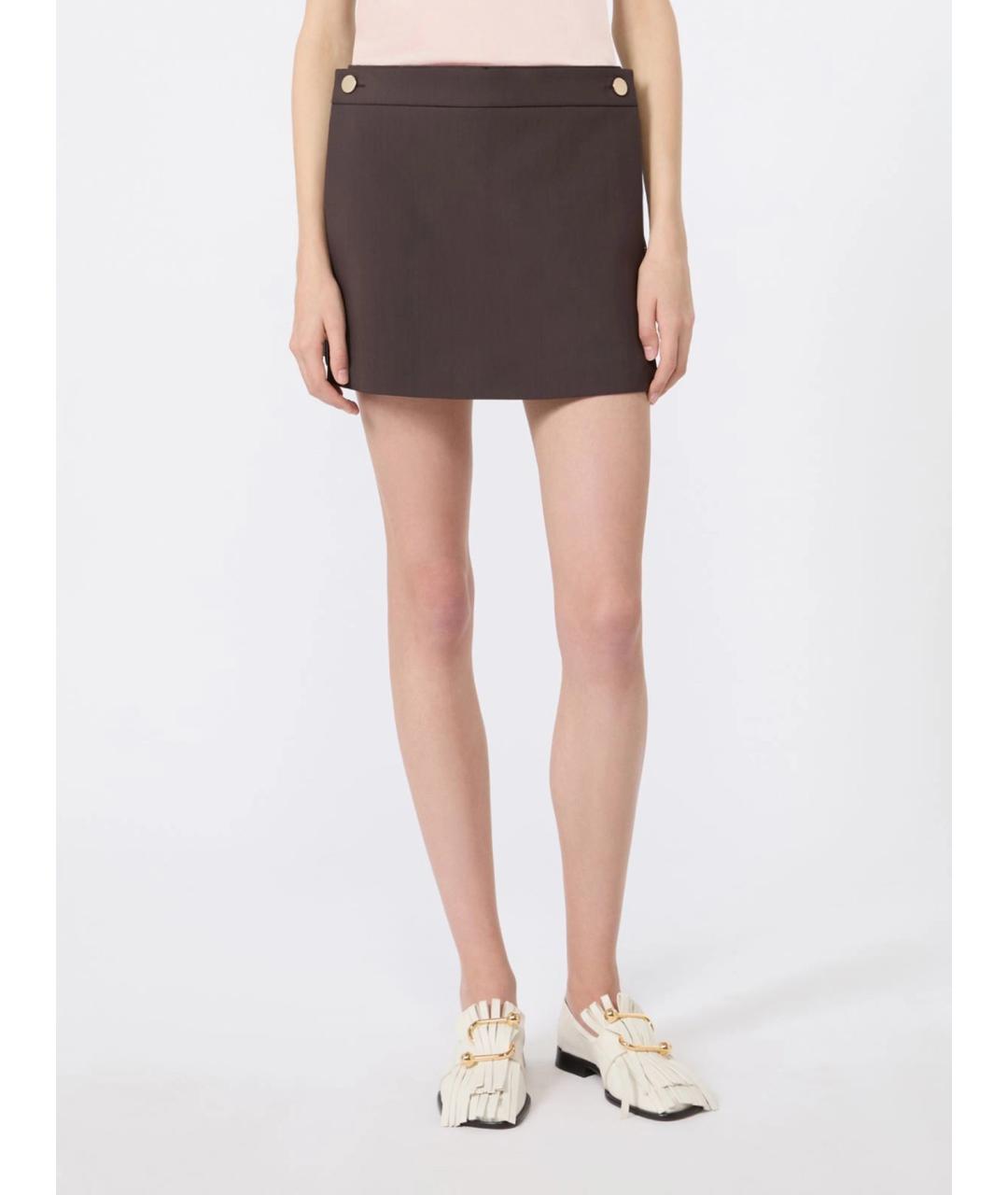SPORTMAX Коричневая вискозная юбка-шорты, фото 3