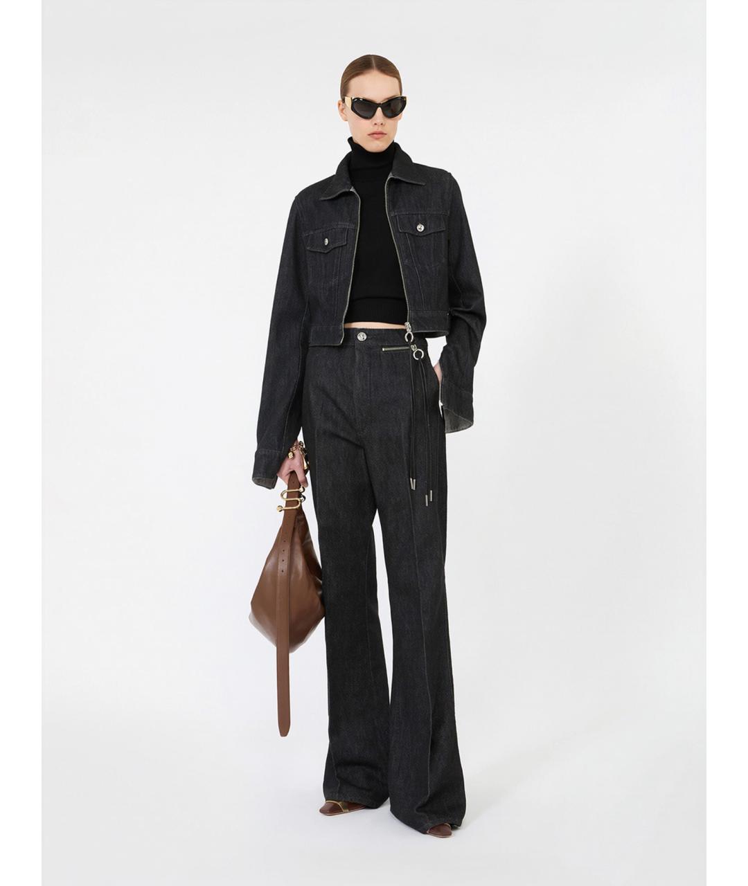 SPORTMAX Черные хлопковые джинсы клеш, фото 2