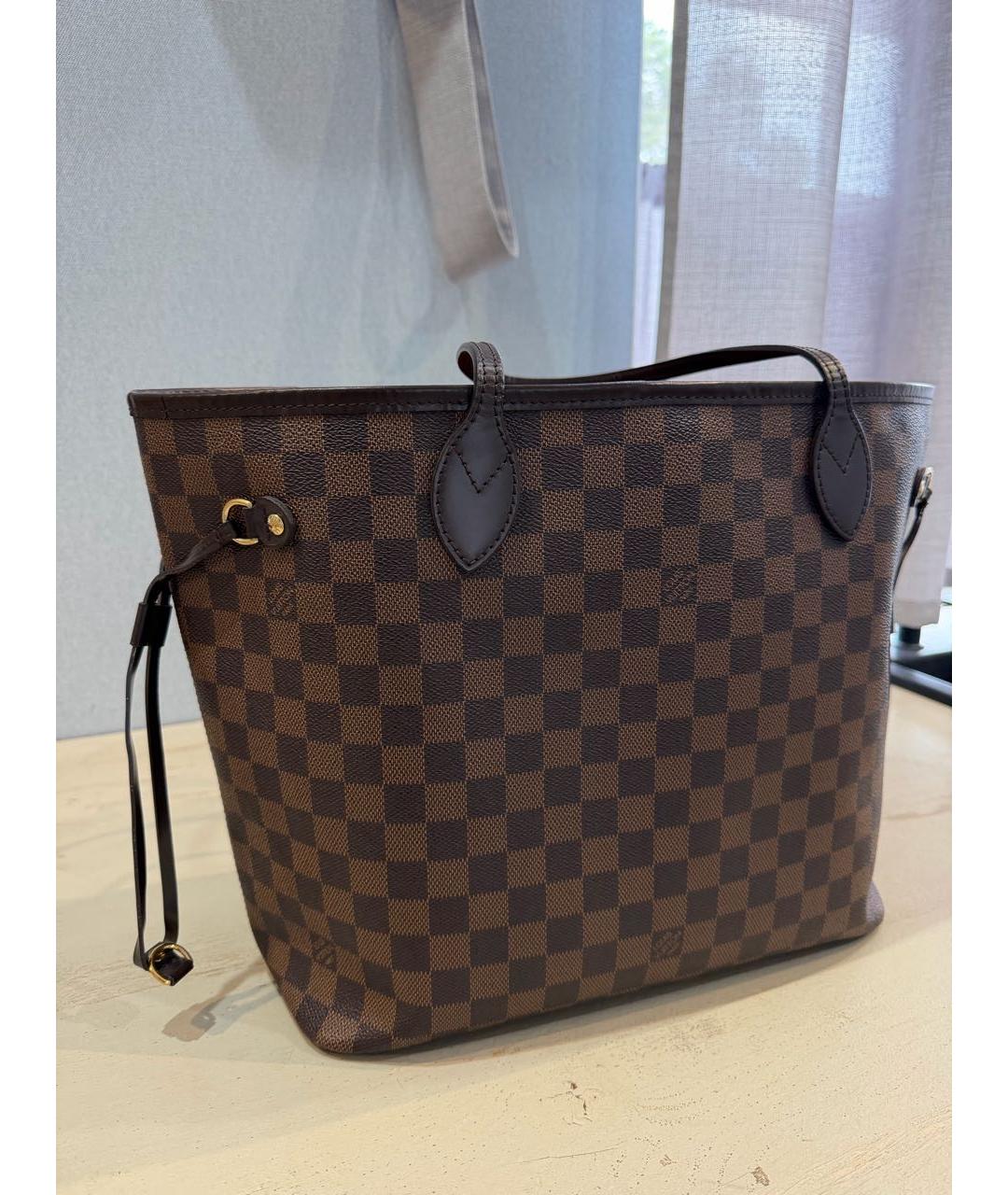 LOUIS VUITTON Коричневая кожаная сумка тоут, фото 5