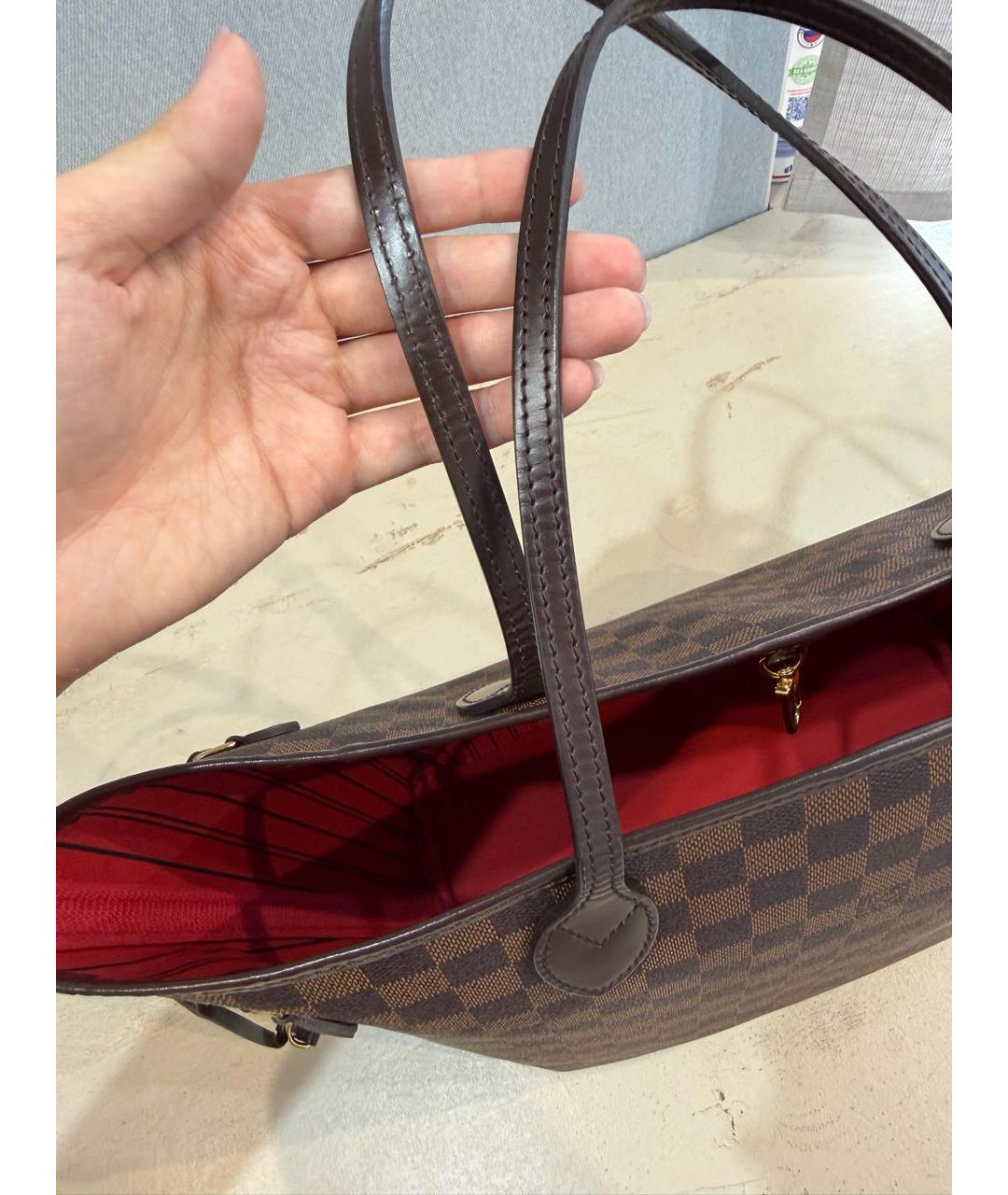 LOUIS VUITTON Коричневая кожаная сумка тоут, фото 7