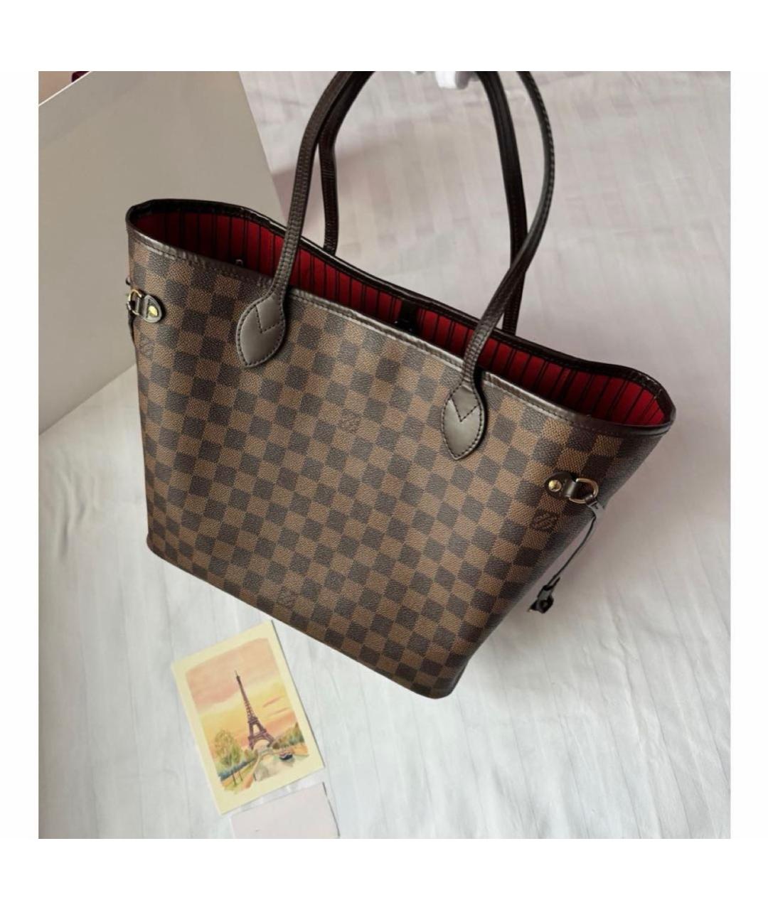 LOUIS VUITTON Коричневая кожаная сумка тоут, фото 8