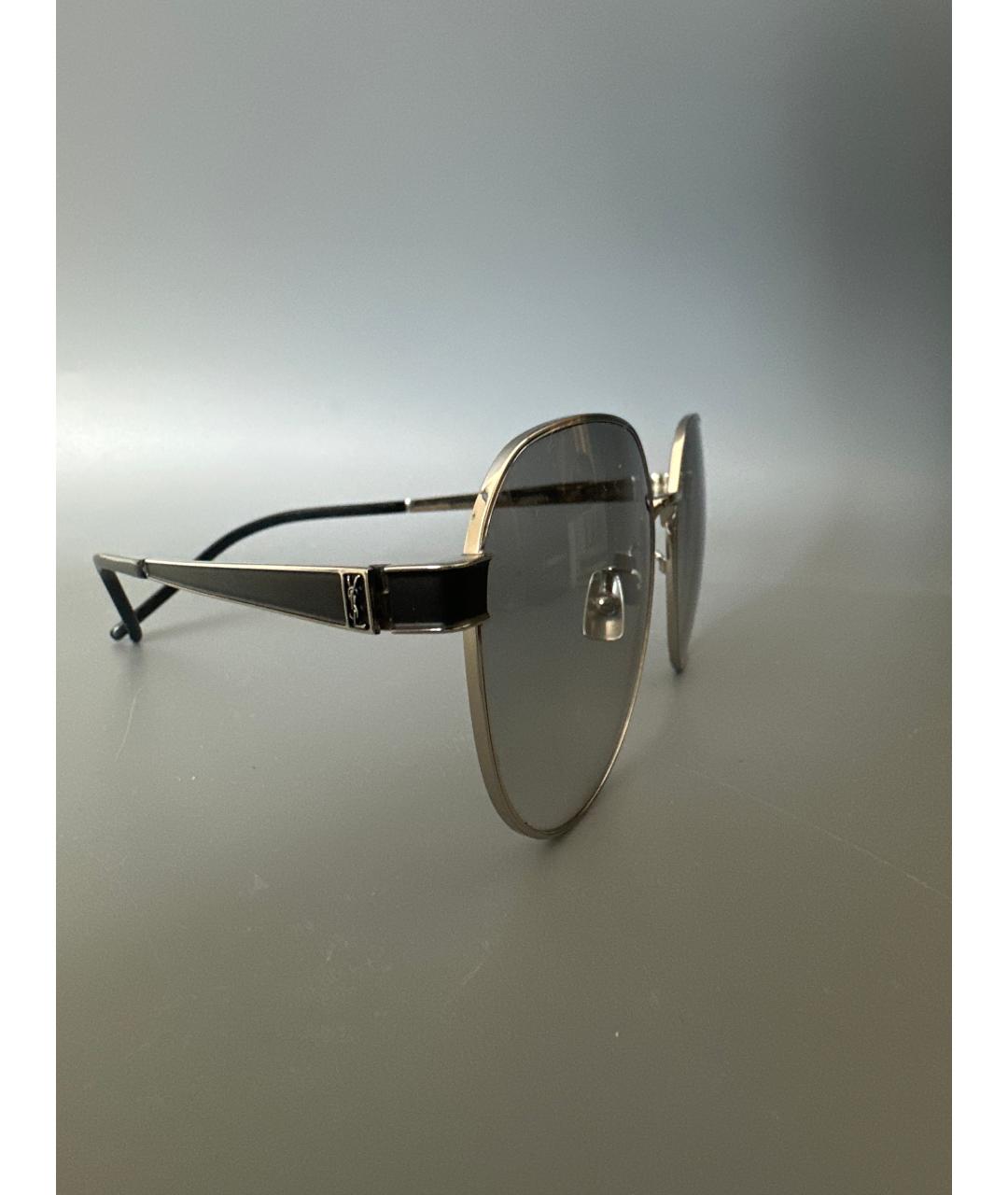 SAINT LAURENT Серые металлические солнцезащитные очки, фото 2