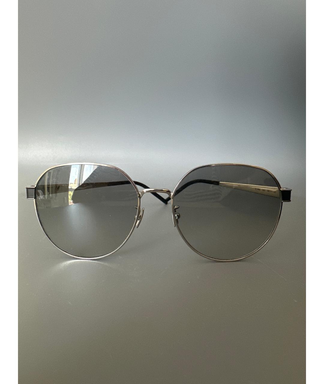 SAINT LAURENT Серые металлические солнцезащитные очки, фото 1