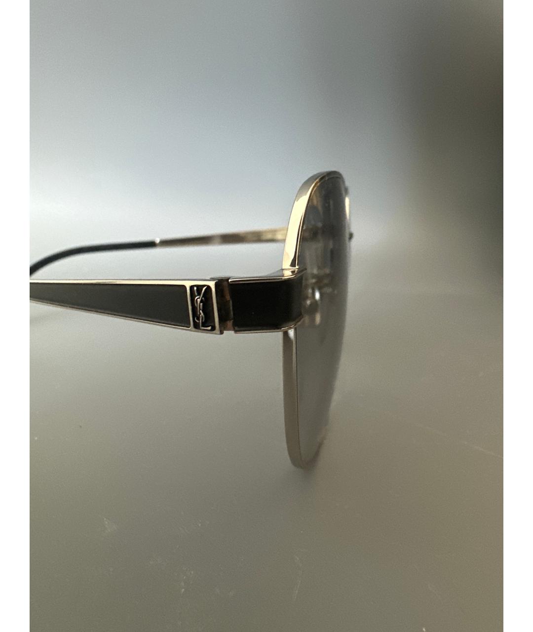 SAINT LAURENT Серые металлические солнцезащитные очки, фото 3